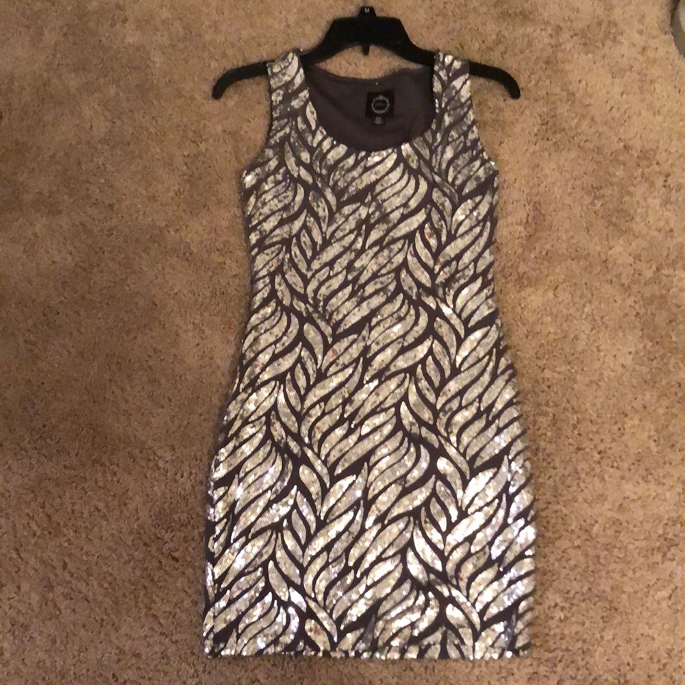 Gorgeous silver sequin form fitting dress